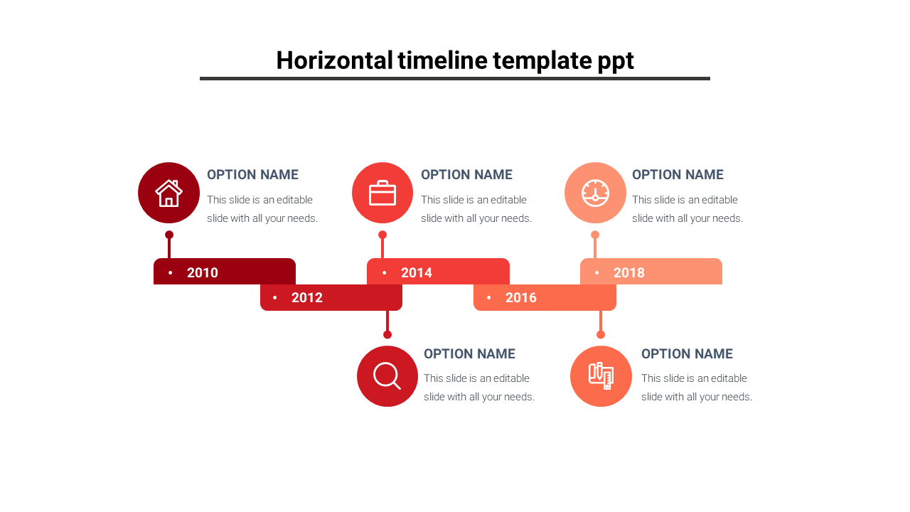 Horizontal timeline template ppt -5-red